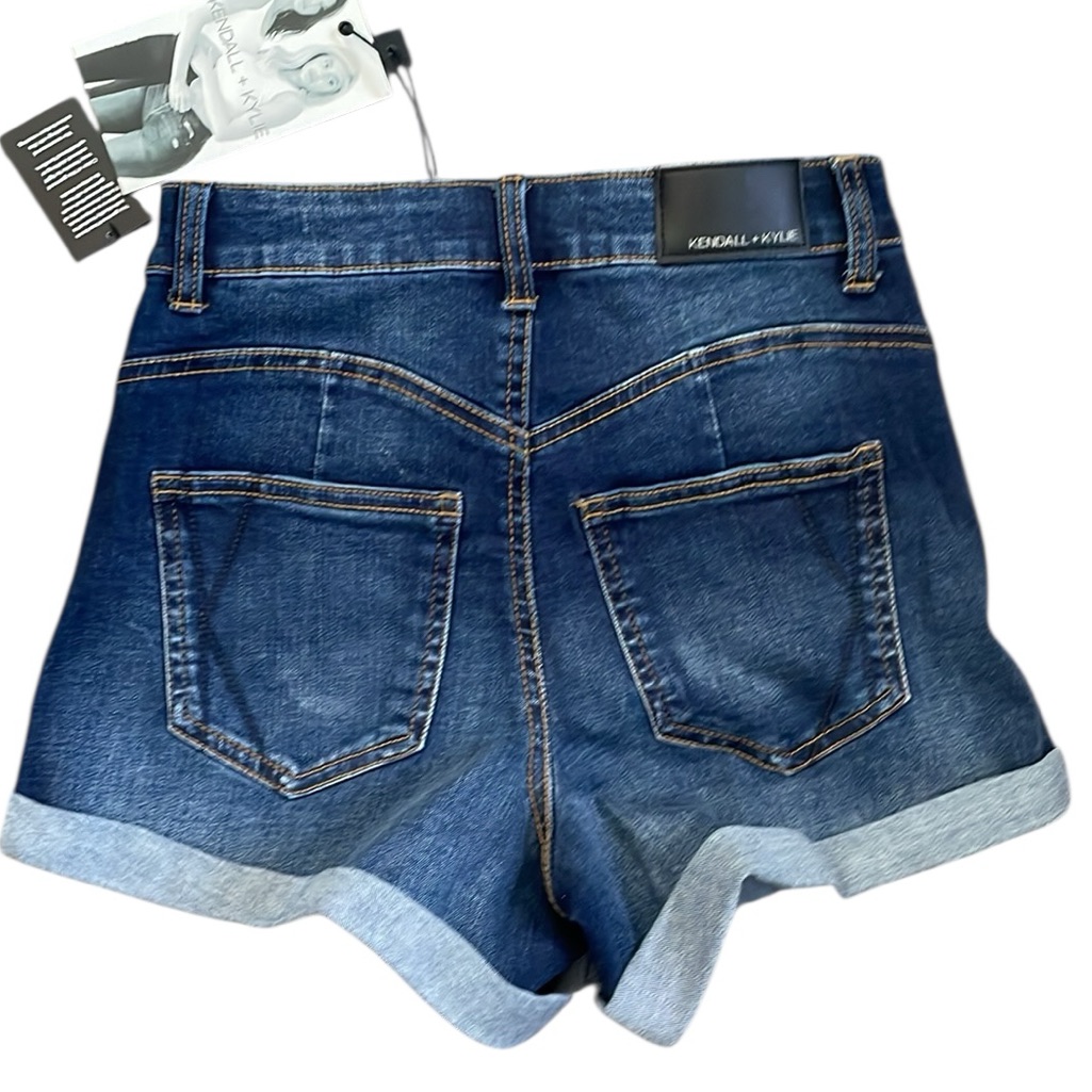Kendall + Kylie The Icon Denim Cuffed Distressed Shorts 1/25 Nwt — image 2 of 8